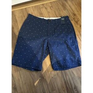 ABERCROMBIE Fitch Navy Classic Short Size 32. Ins 9" NWT New White Cross Summer